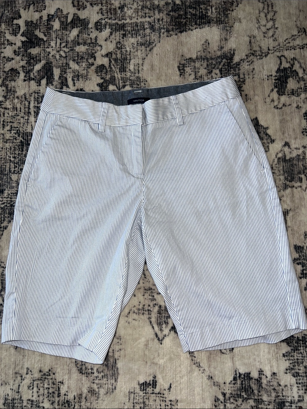Nautica Gray & White Cotton Blend Shorts